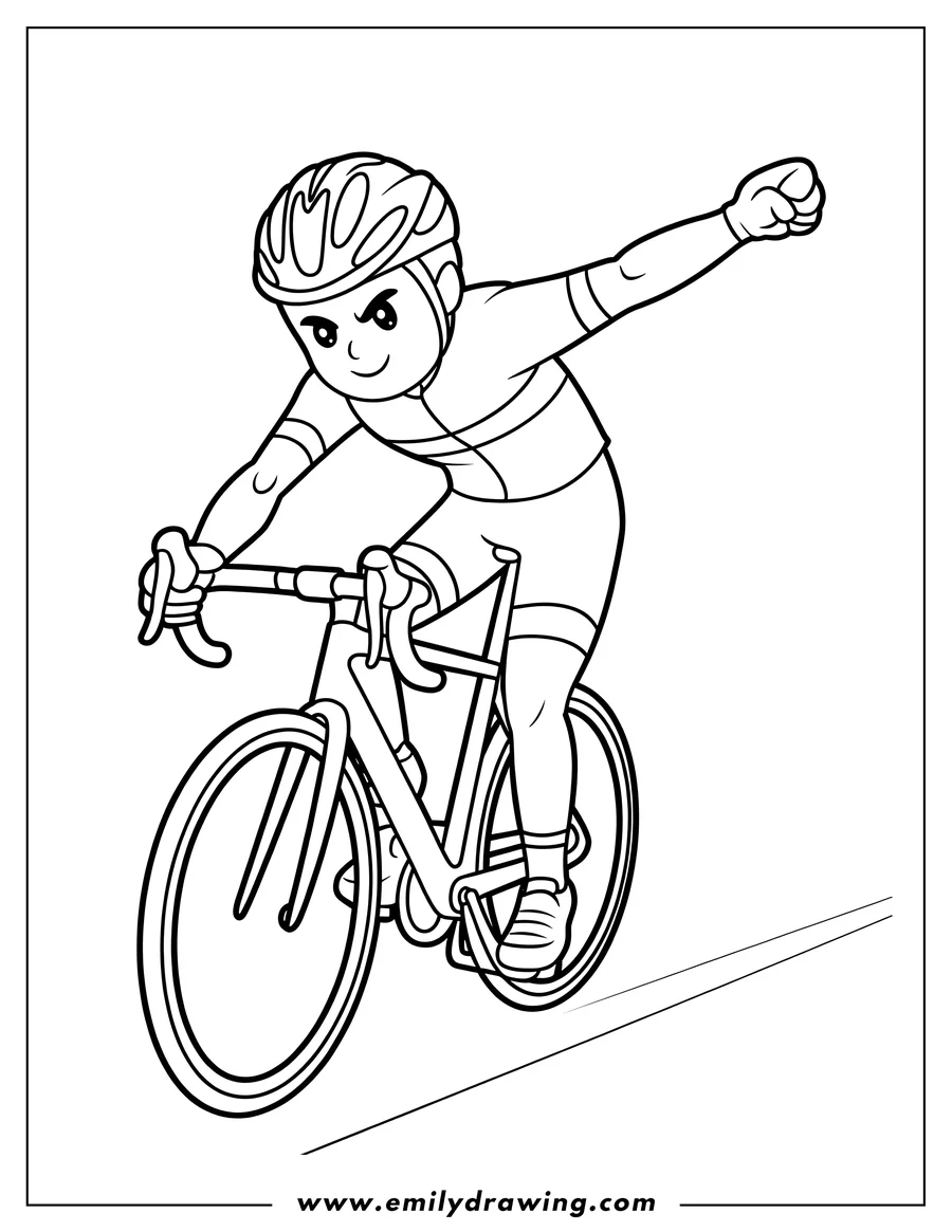 Coloring page of cyclist