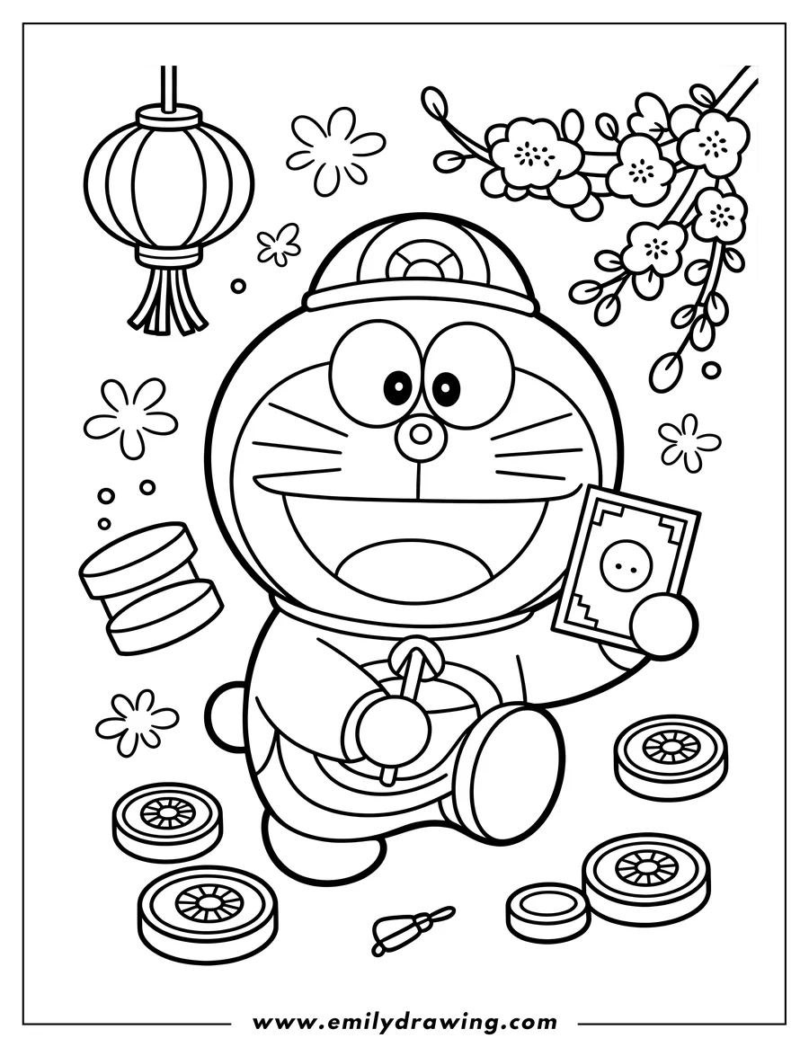 Linear illustration of doraemon