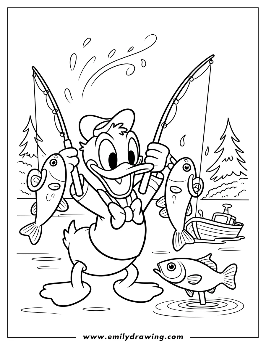 Printable line art of duck Character