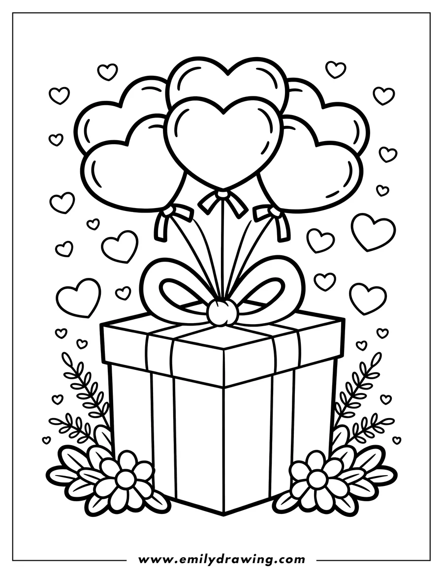 Simple sketch of gift Box to color