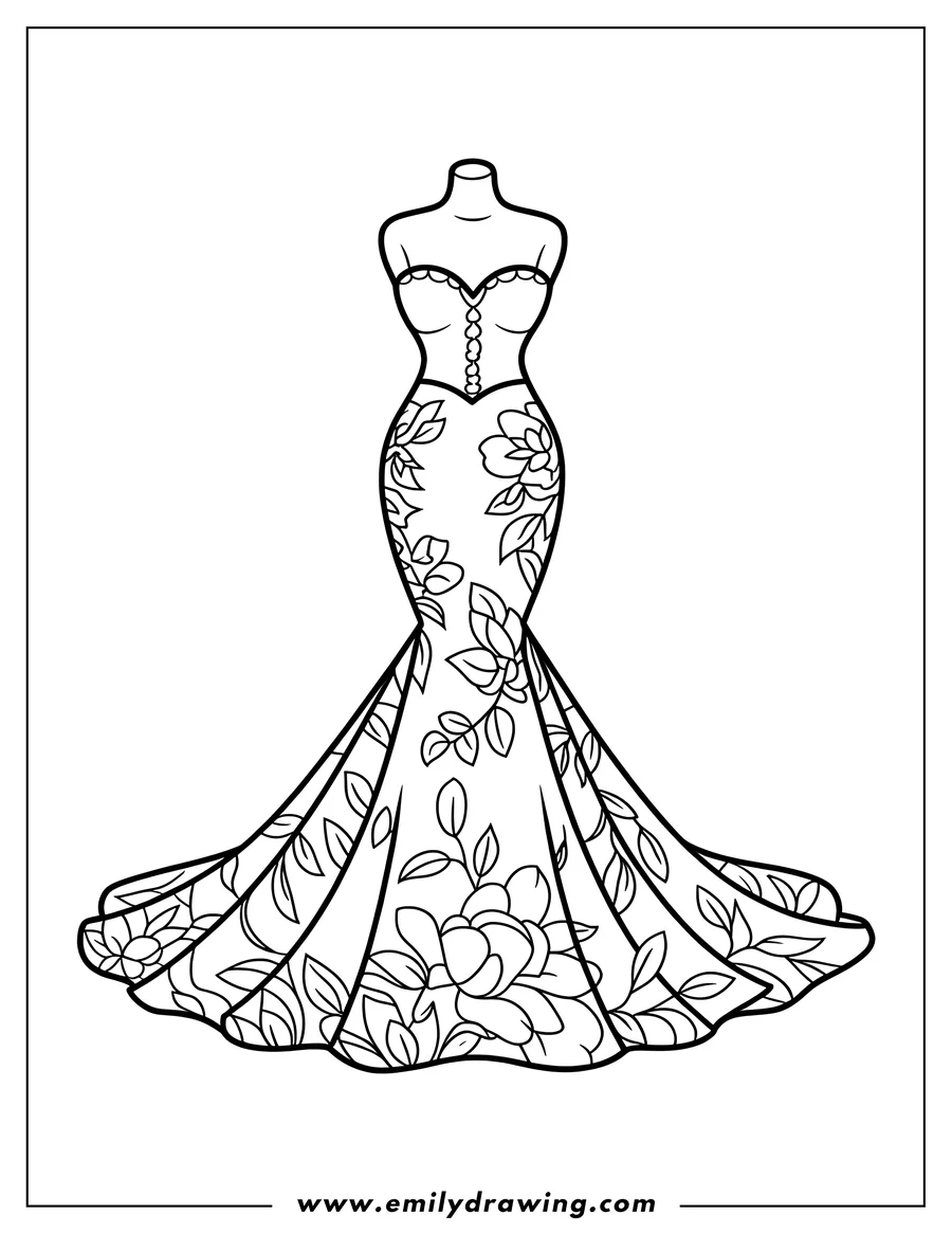 Outline drawing of gown