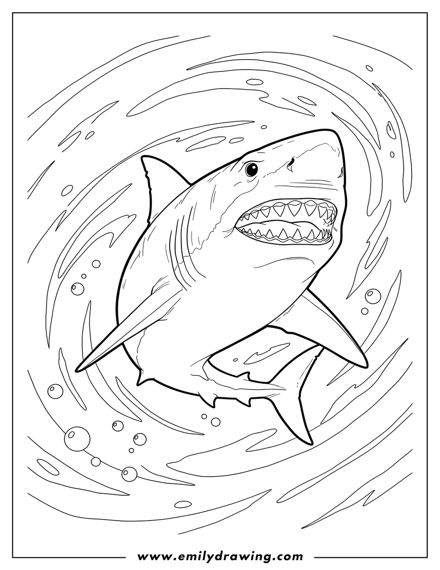 Downloadable coloring page of great White Shark