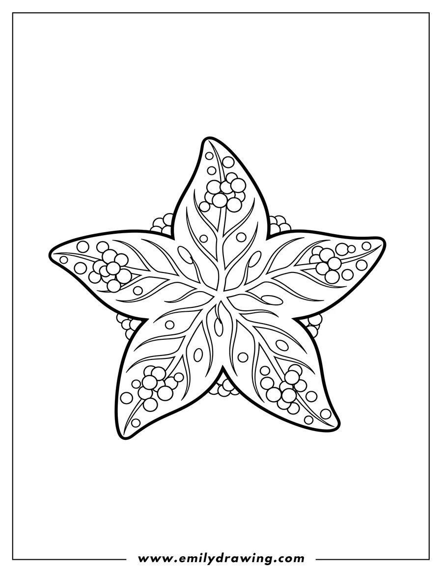 Coloring page for kids: land Before Time Tree Star, with veins and berries
