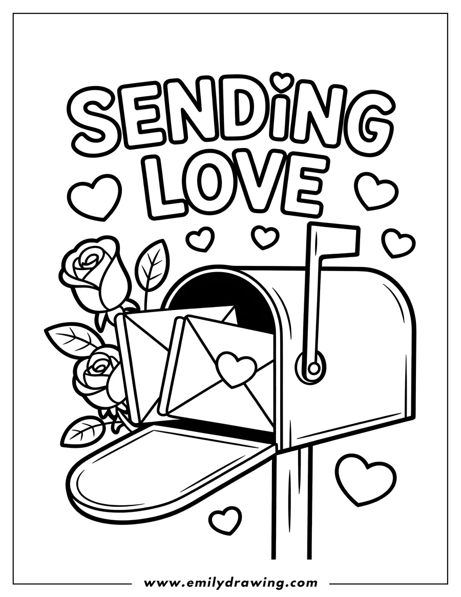 PDF style coloring page: mailbox