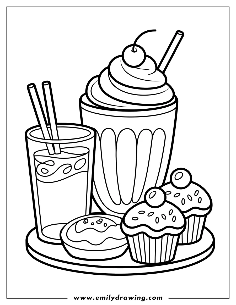 Outline drawing of milkshake
