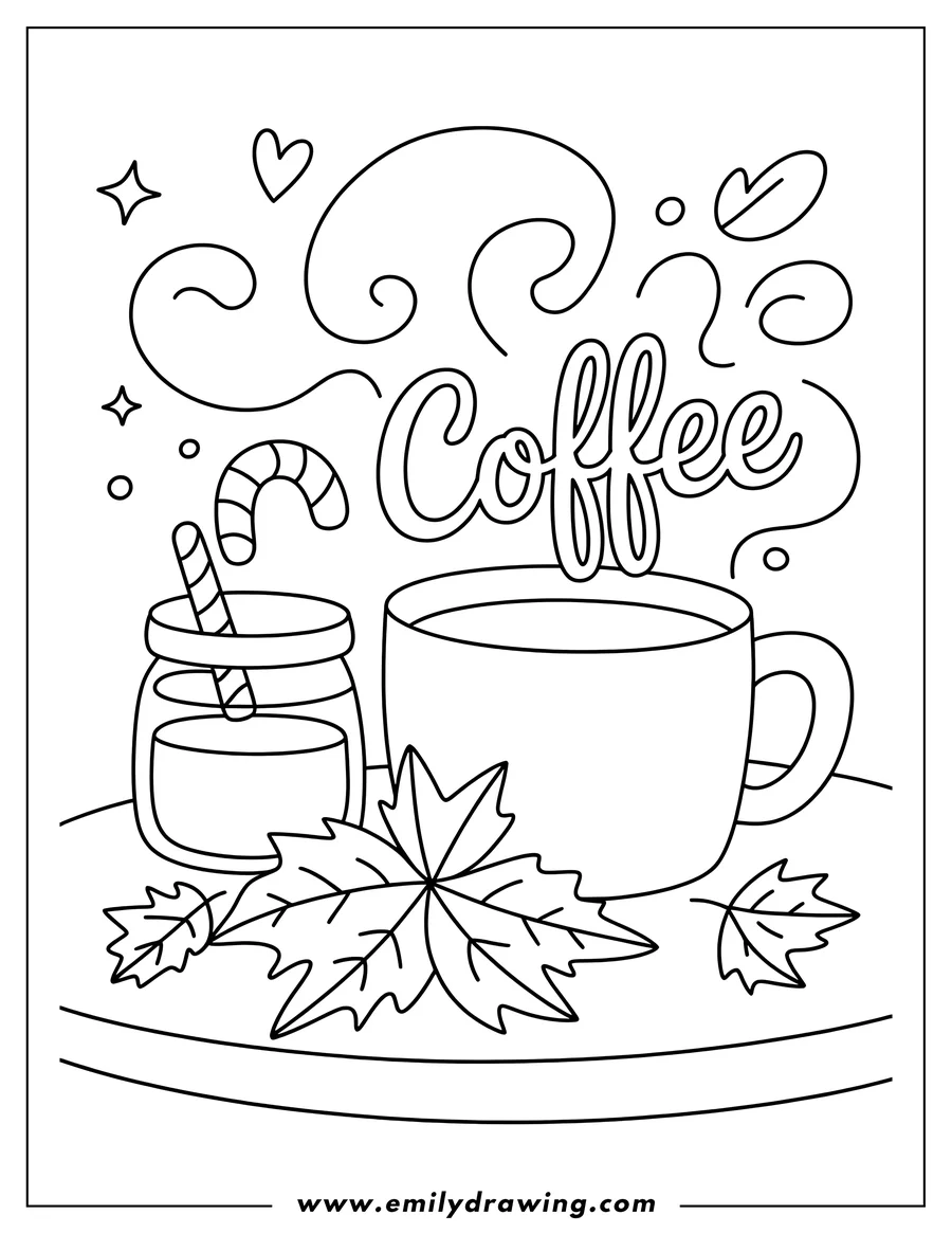 Coloring sheet featuring mug