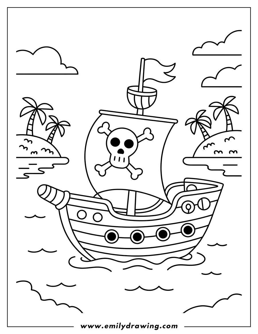 High quality printable pirate Ship for coloring