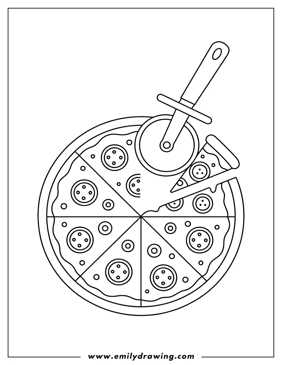 Outline drawing of pizza