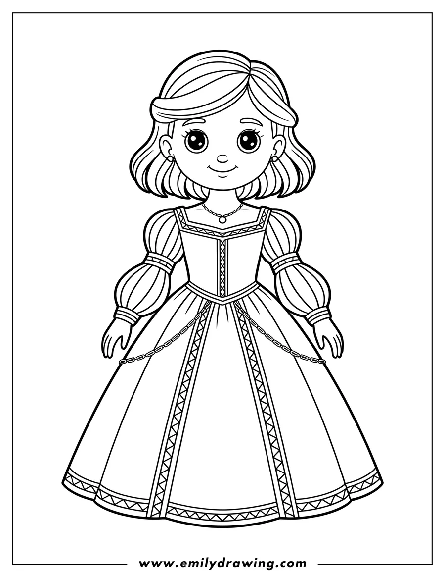 Printable line art of princess