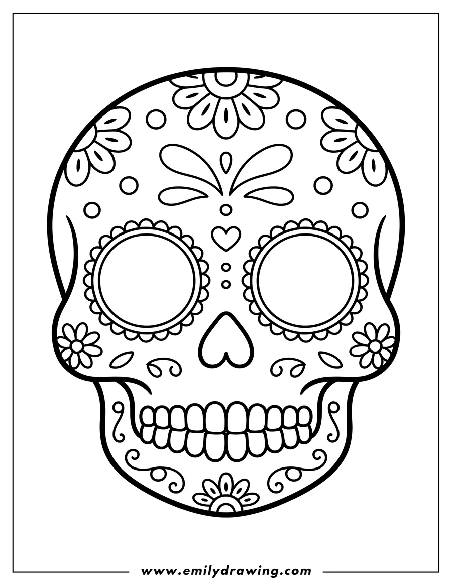 Vector style outline of sugar Skull