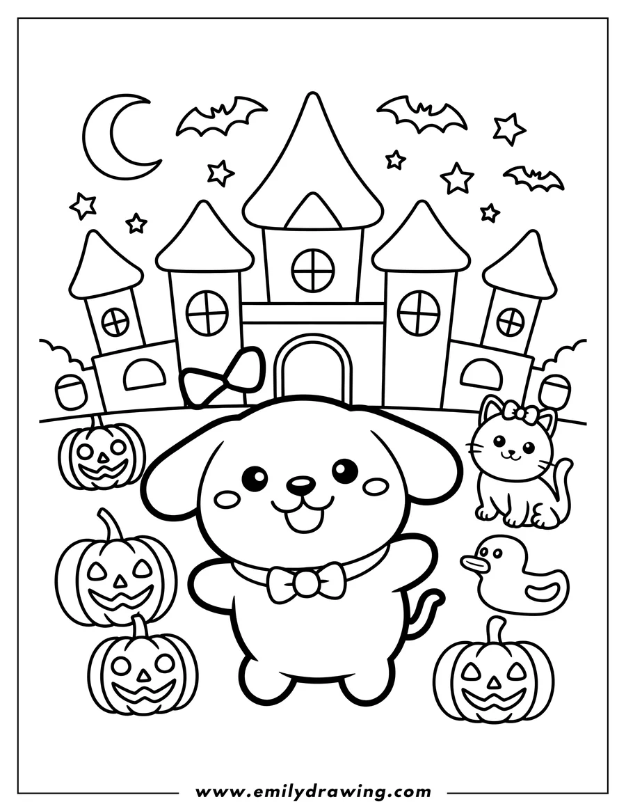 Coloring sheet featuring puppy
