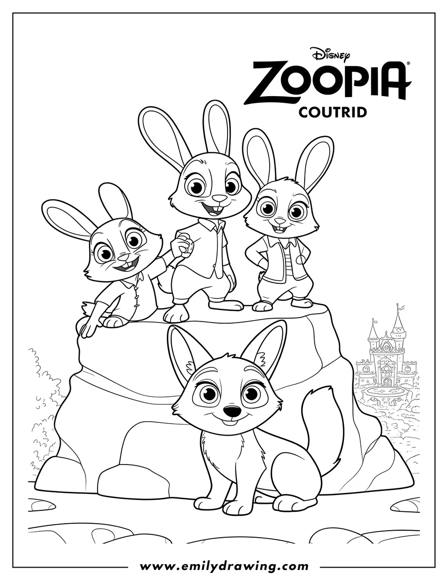 Simple sketch of rabbit to color