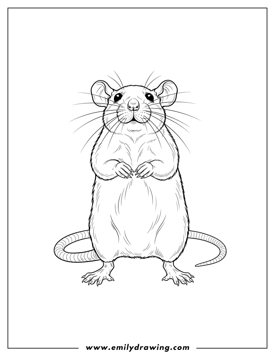 Black and white line art of rat
