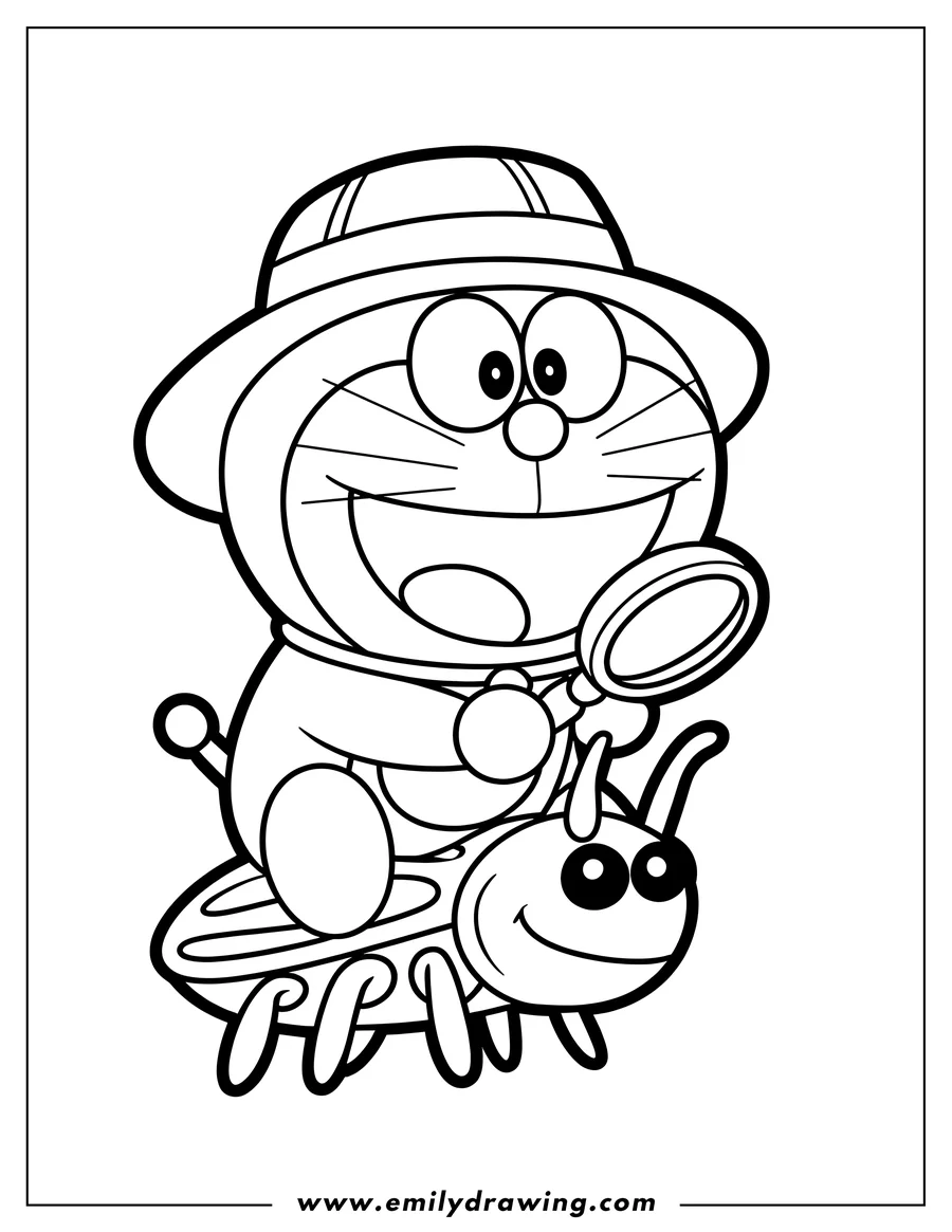 Printable line art of robotic Cat (Doraemon)