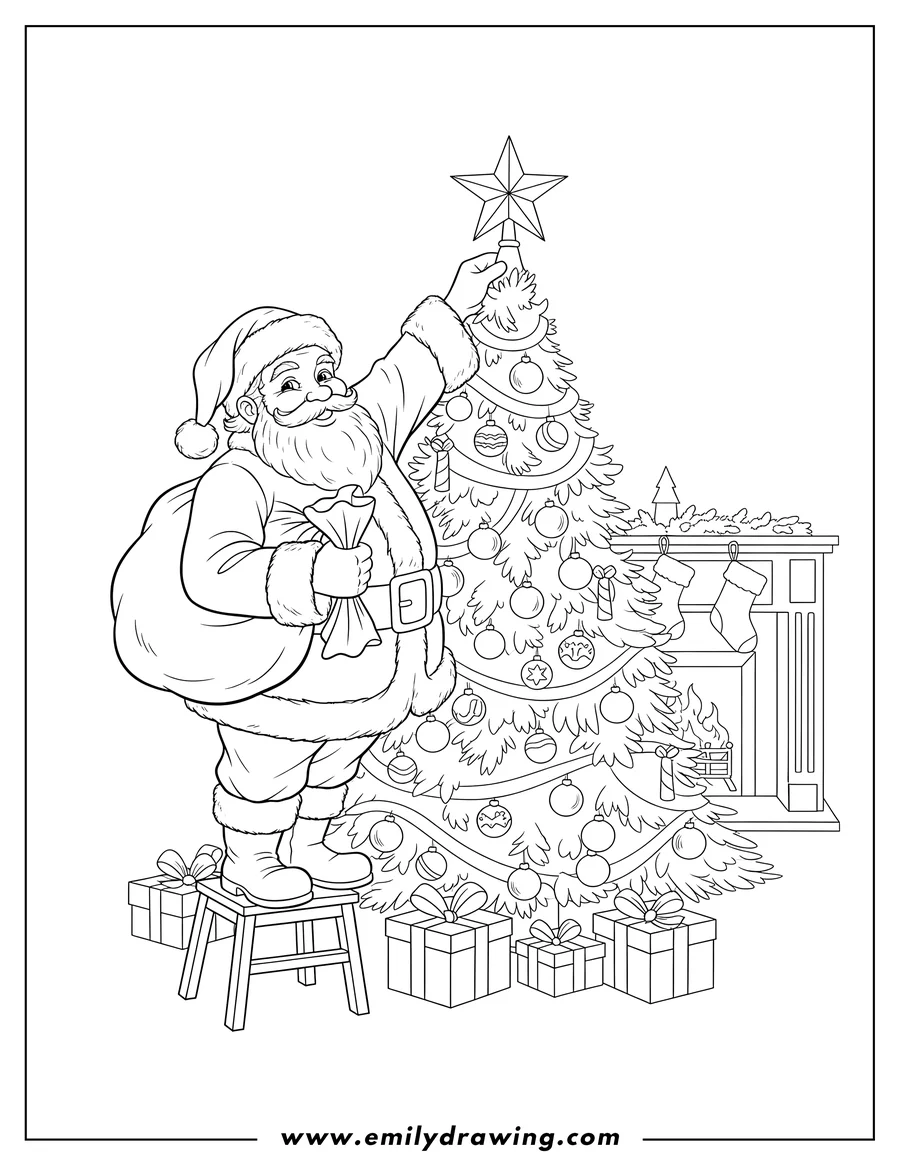 Doodle style coloring picture of santa Claus