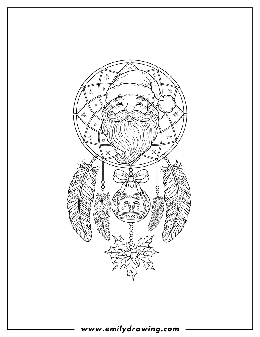 Printable line art of santa Claus