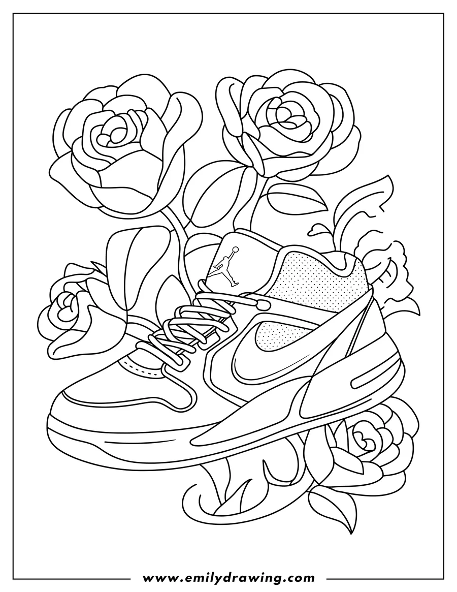 PDF style coloring page: sneaker