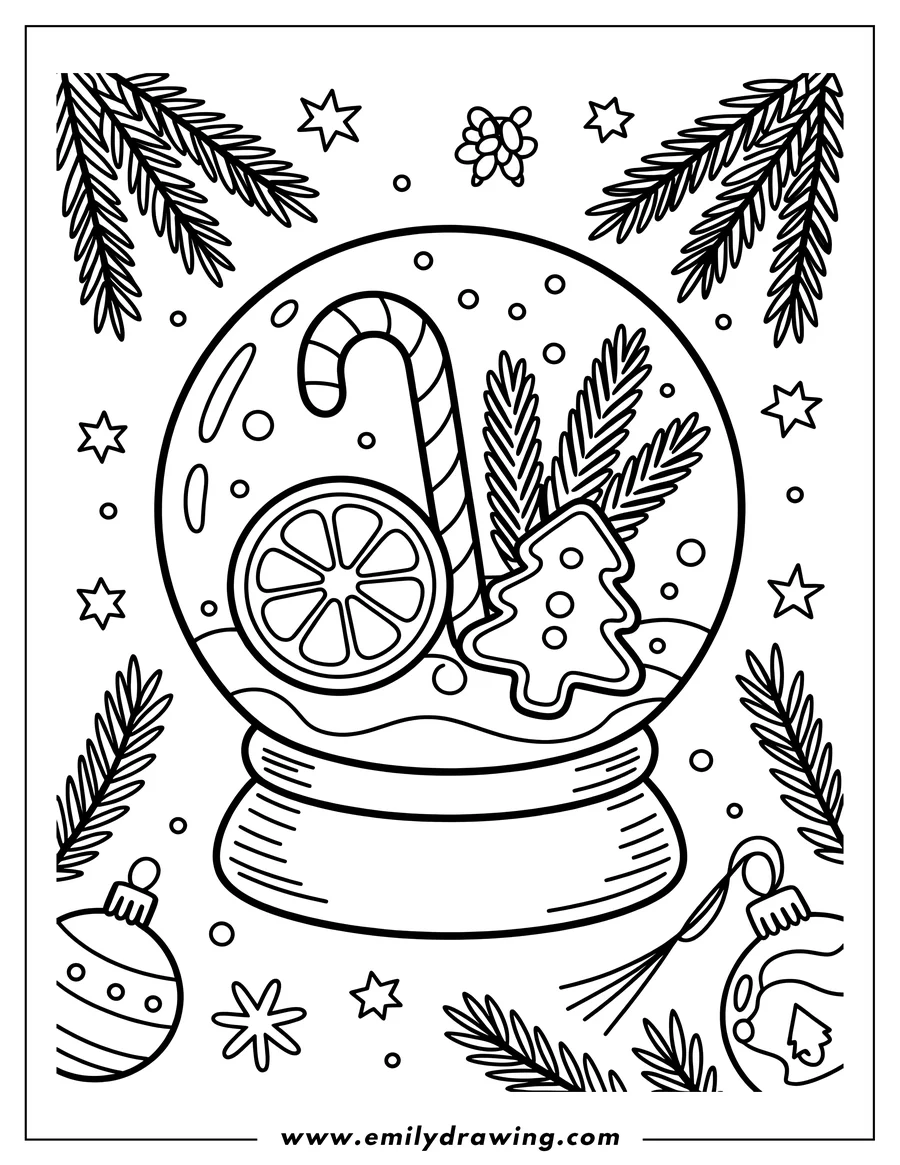 Printable coloring page of snow Globe