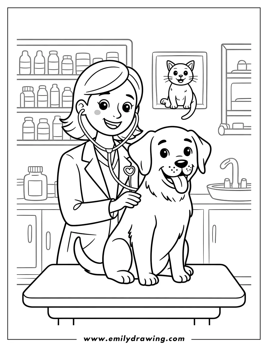 High quality printable veterinarian for coloring