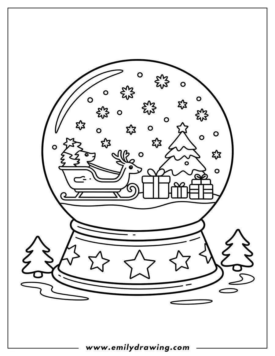 Coloring page for kids: snow Globe