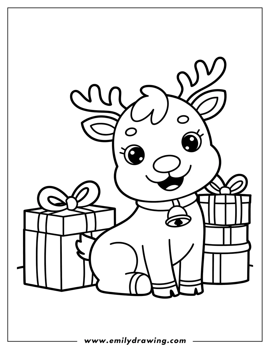 Downloadable coloring page of reindeer