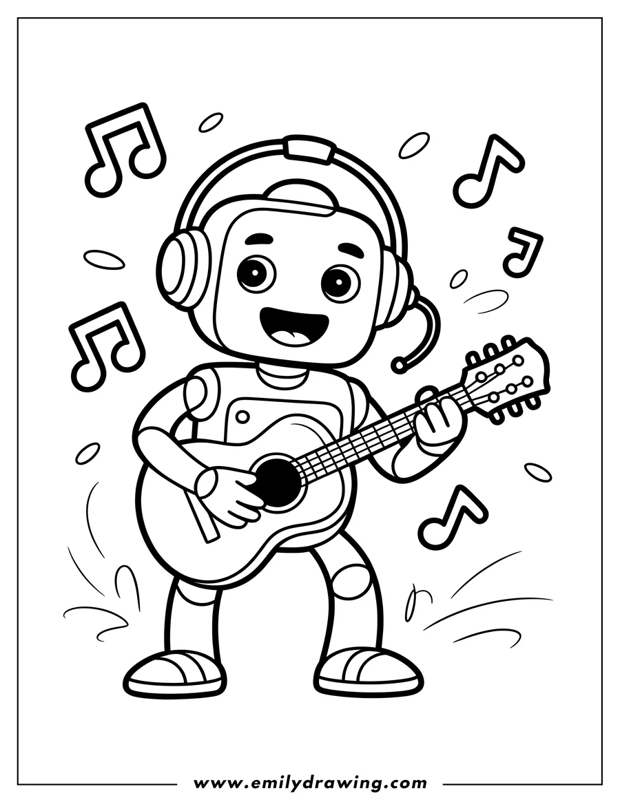 Coloring sheet featuring robot