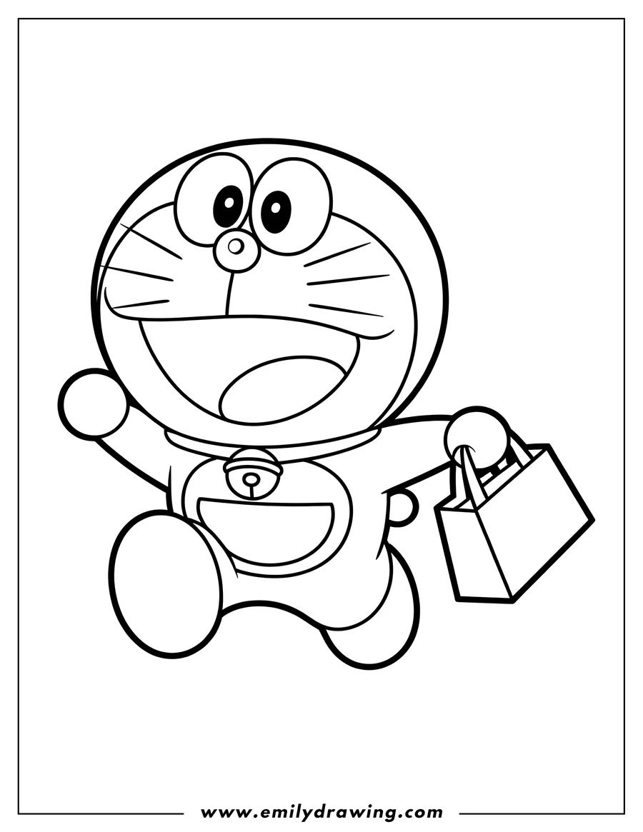 Doodle style coloring picture of robotic Cat