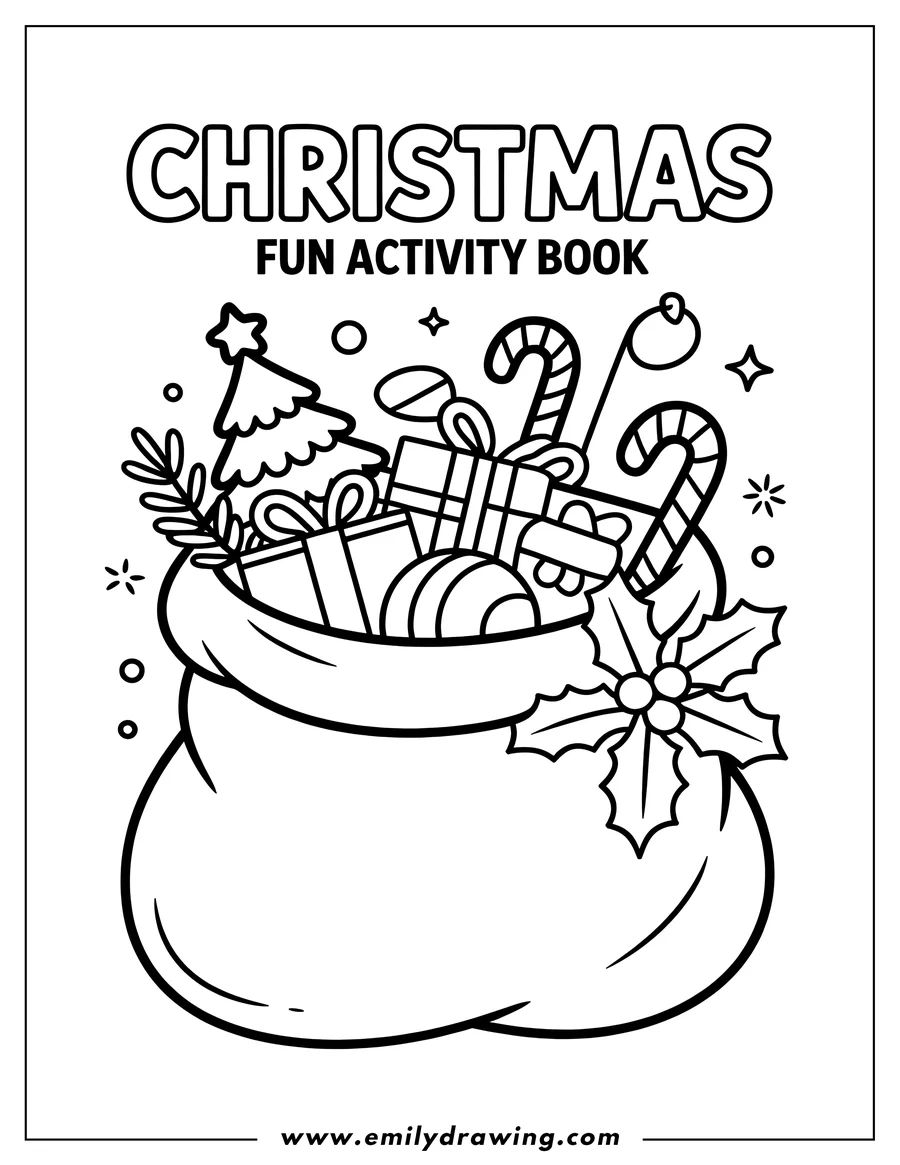 Linear illustration of sack of Toys