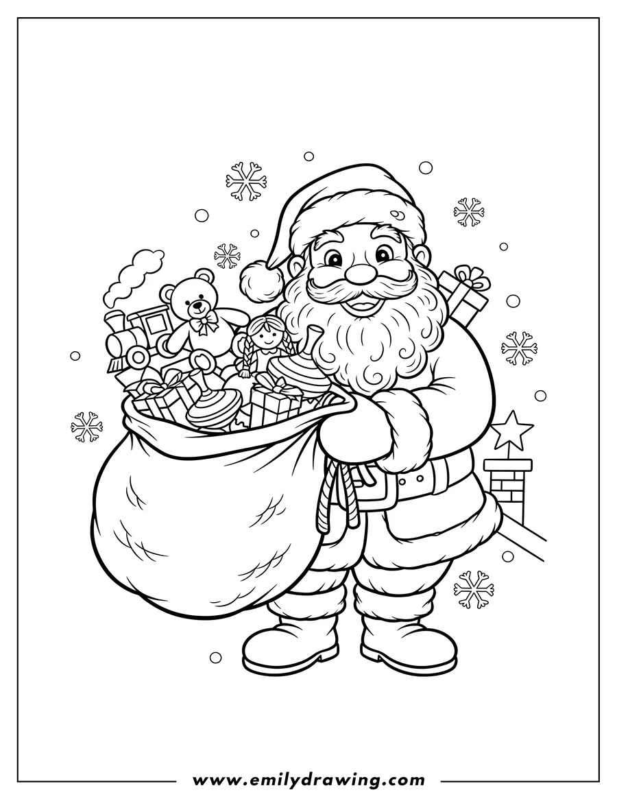 Black and white line art of saint Nicholas