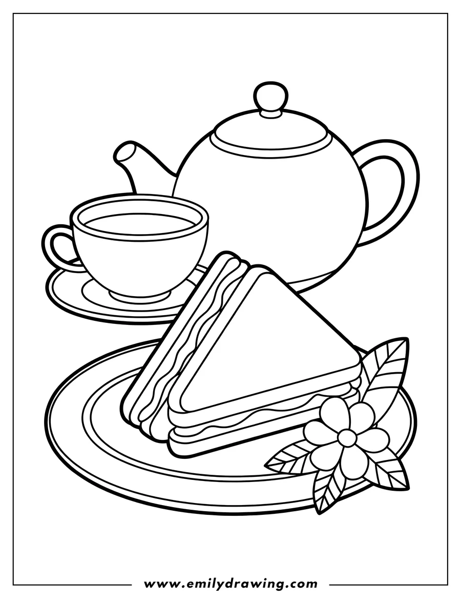 Free printable coloring sheet of sandwich