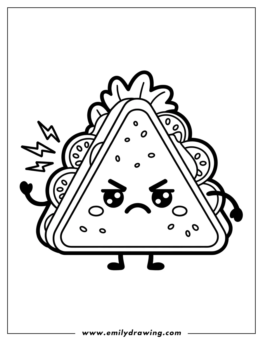 Outline drawing of sandwich Character