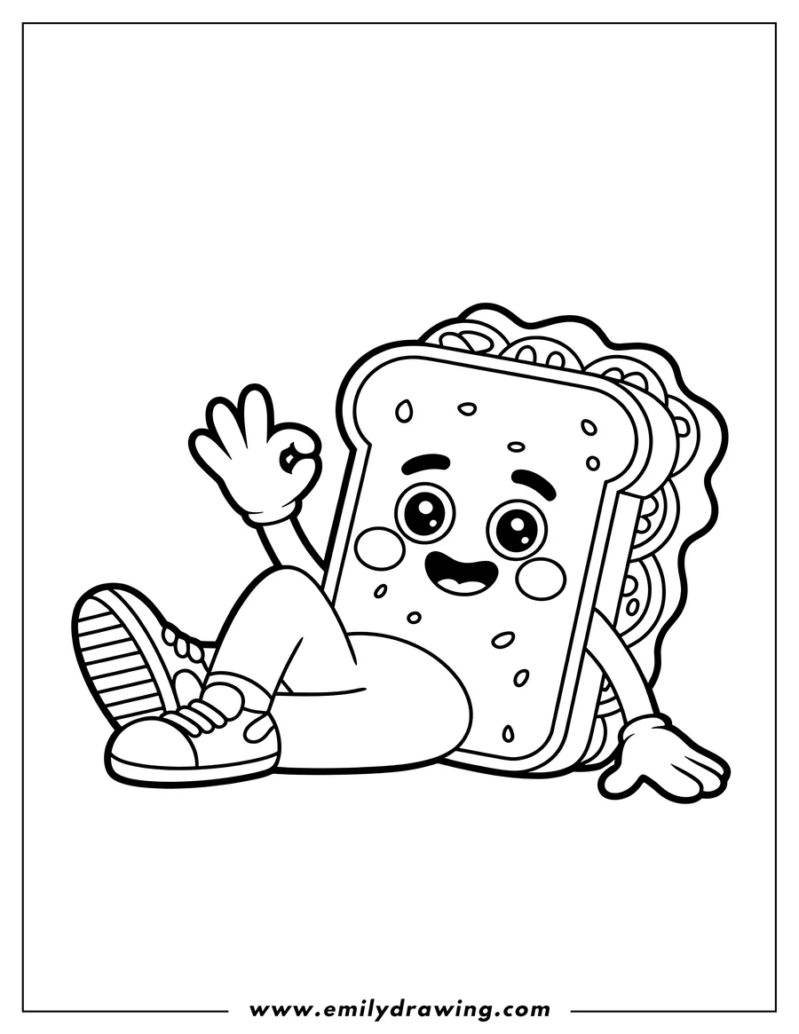 Vector style outline of sandwich Character