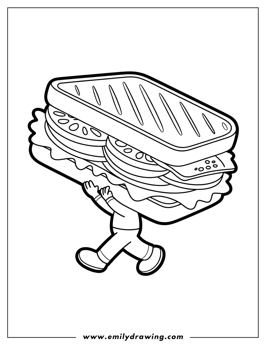 Simple sketch of sandwich Character to color