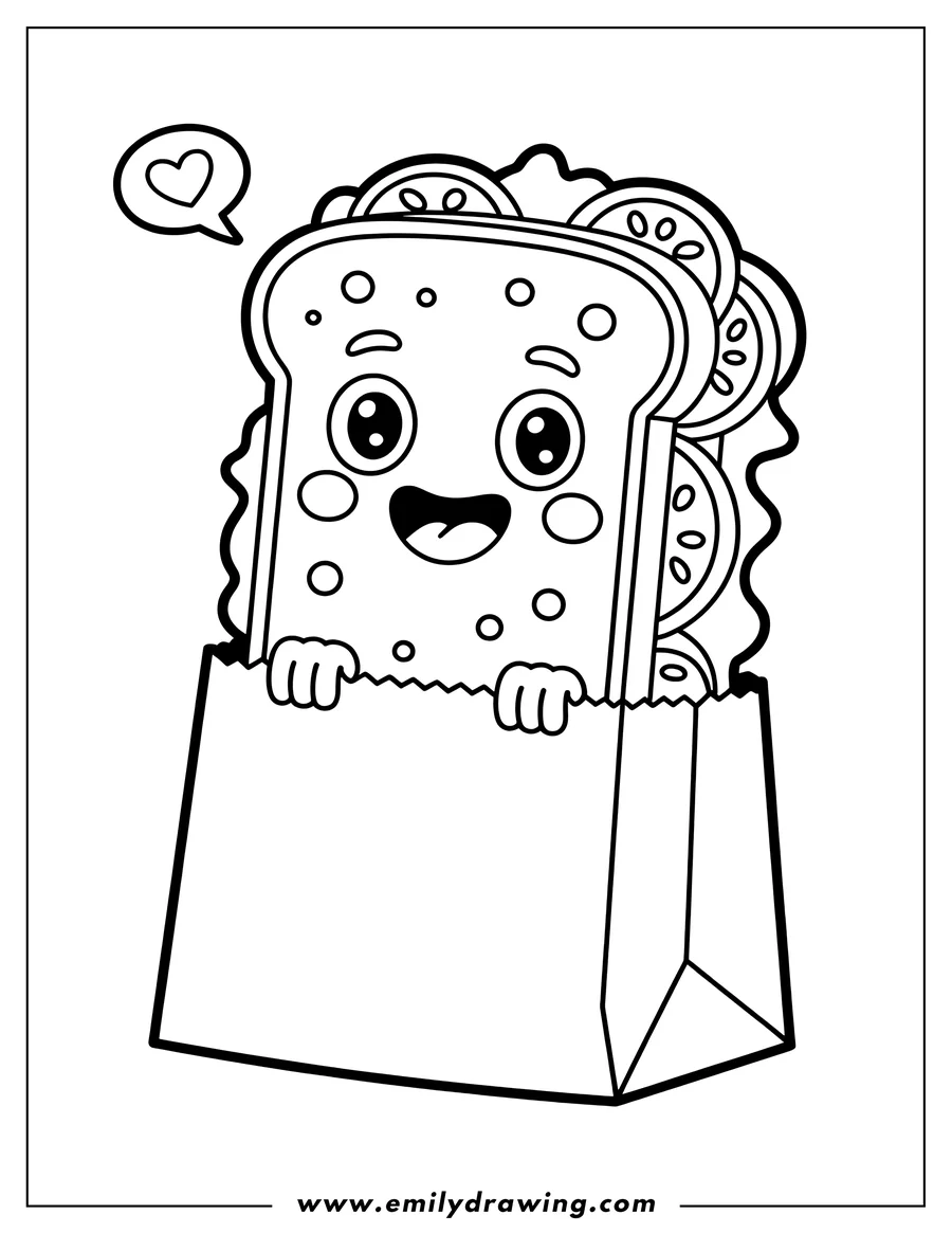 Doodle style coloring picture of sandwich