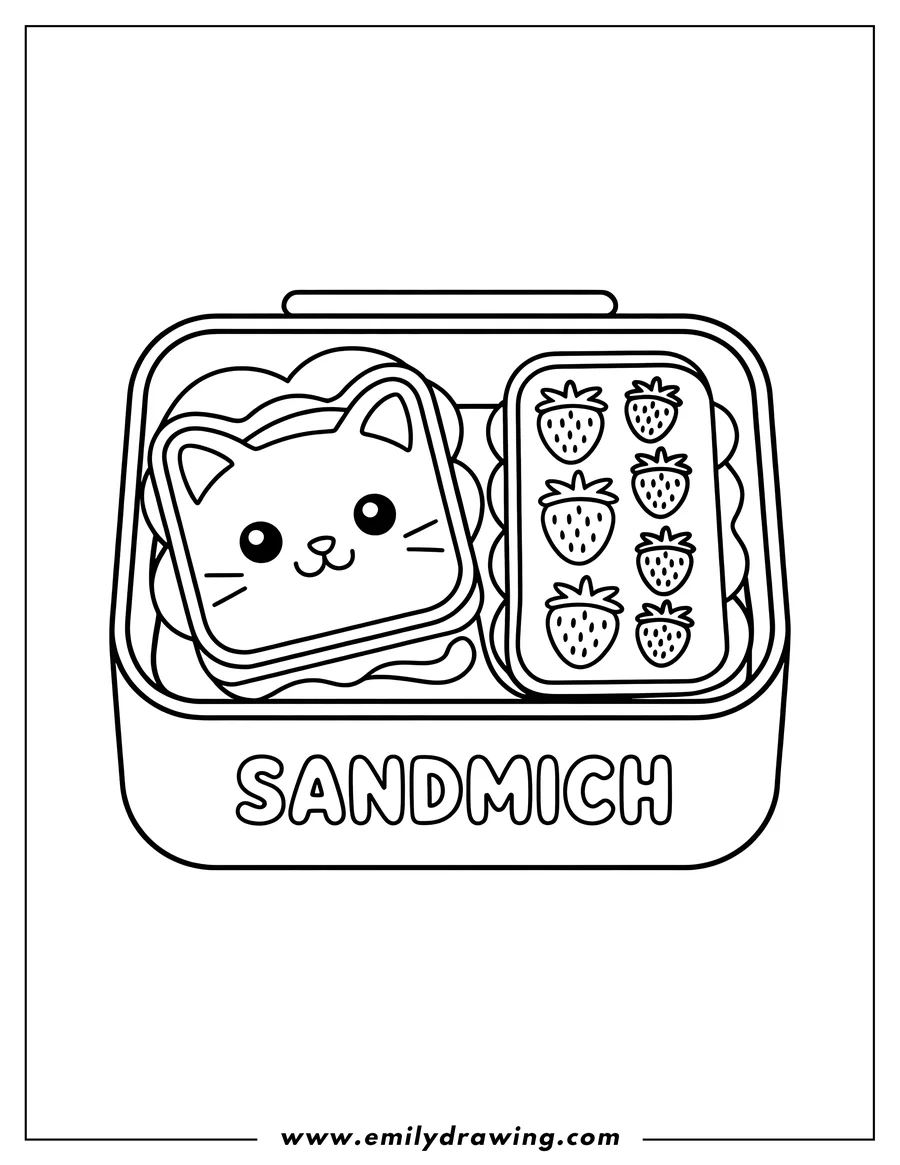 PDF style coloring page: sandwich