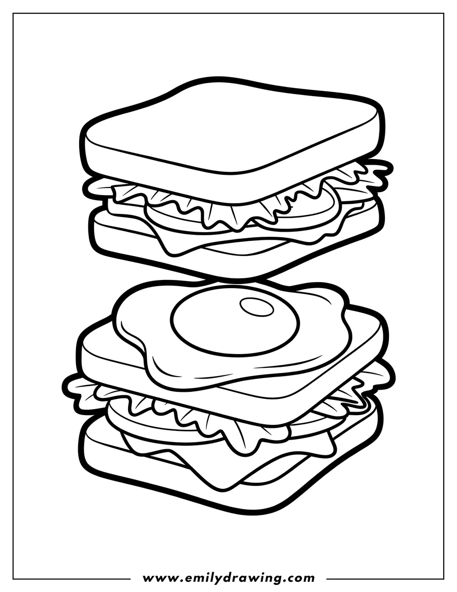 Coloring page of sandwich
