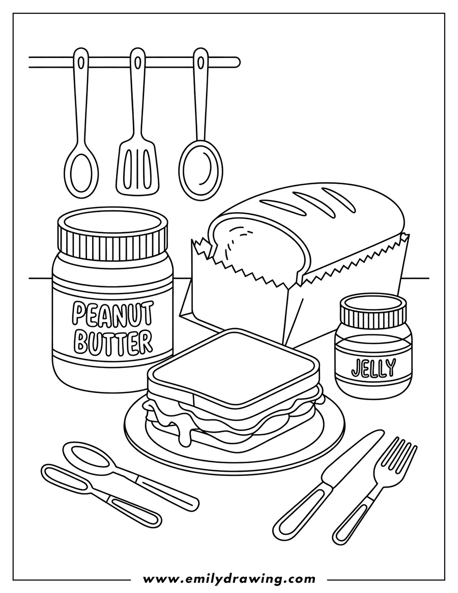 Vector style outline of sandwich