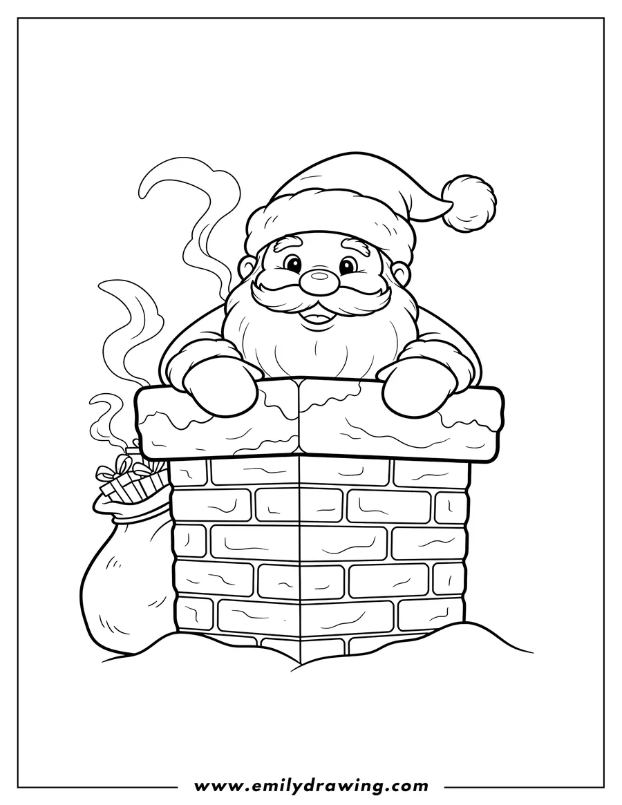 Doodle style coloring picture of santa Claus