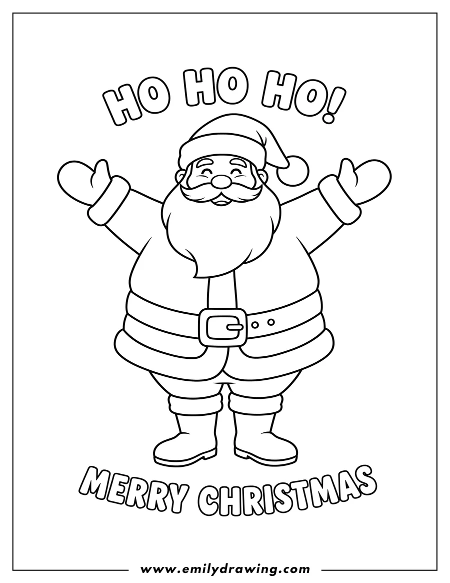 Coloring sheet featuring santa Claus