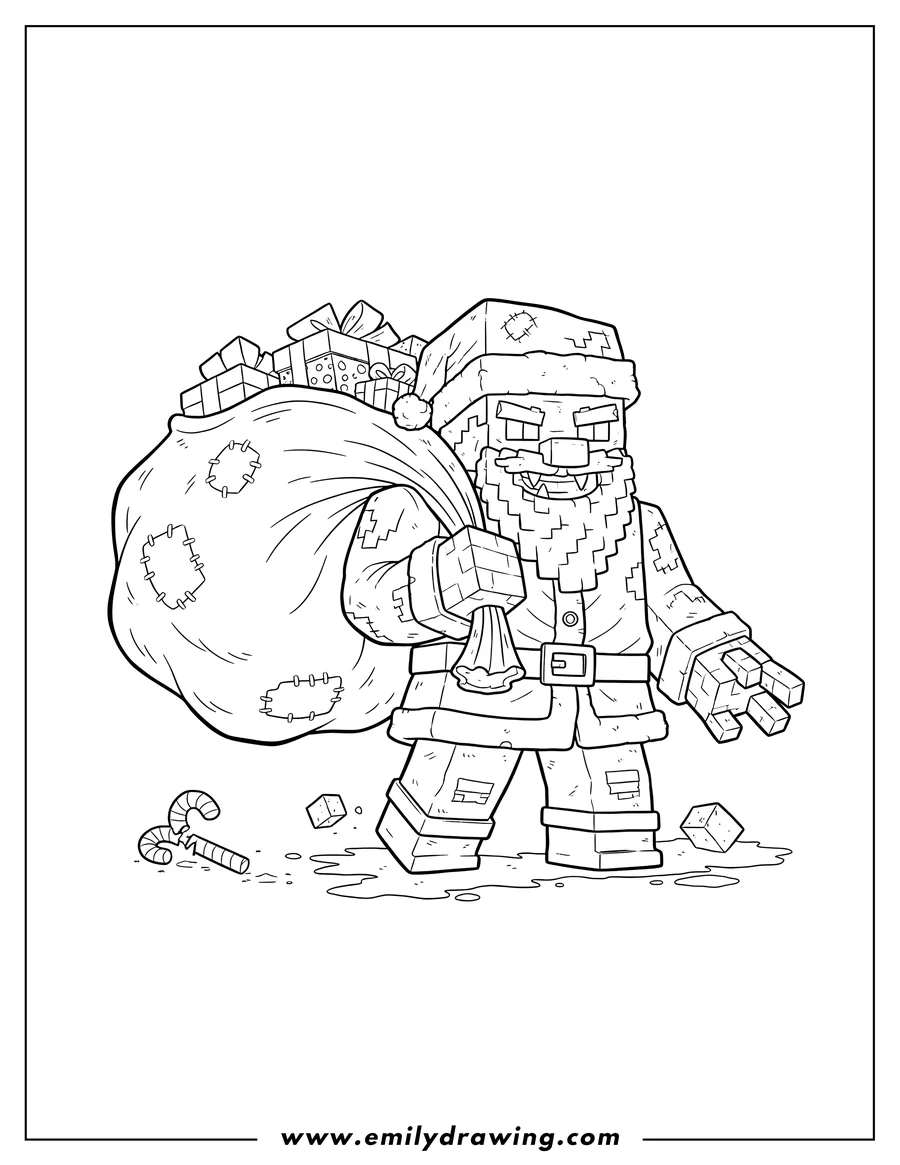 Coloring sheet featuring santa Claus