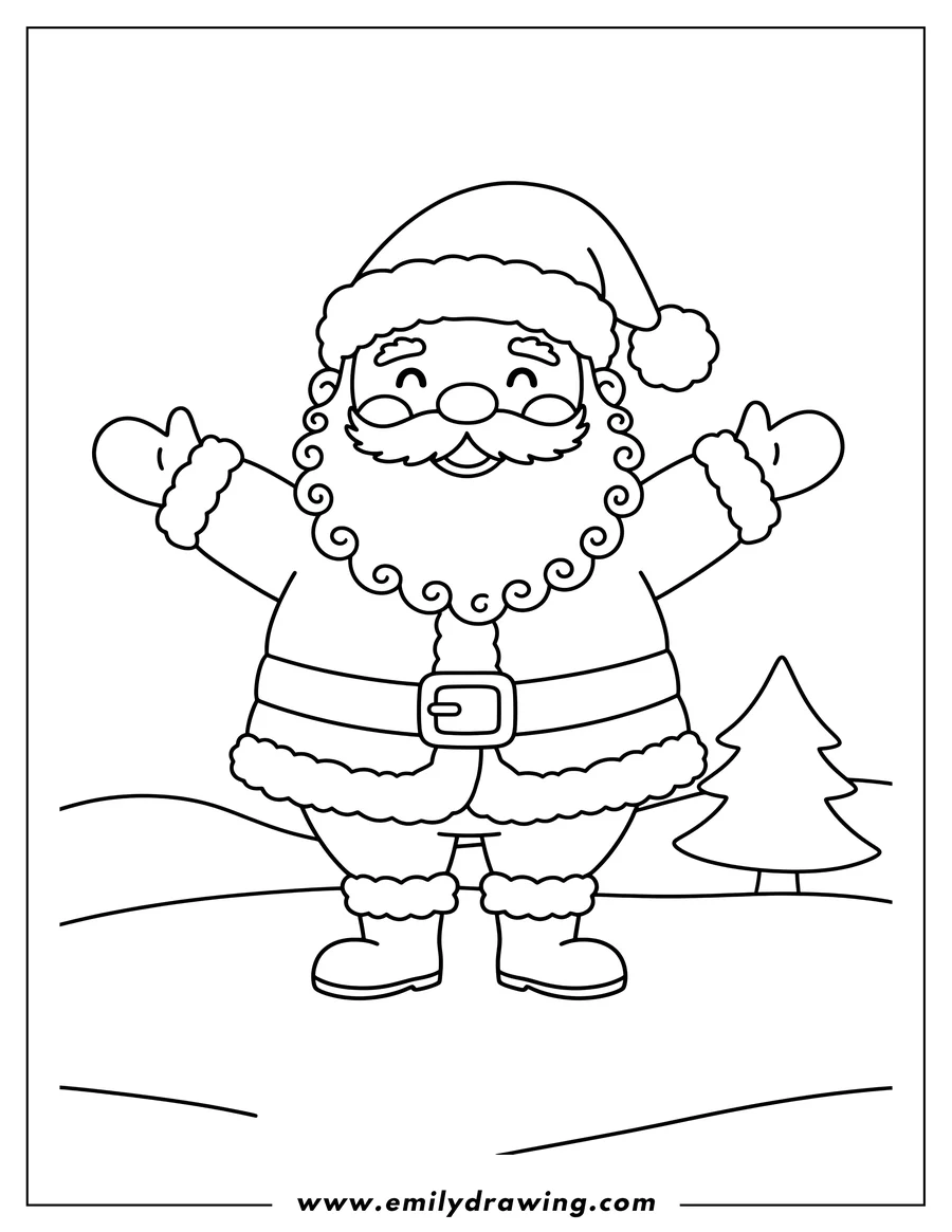 PDF style coloring page: santa Claus