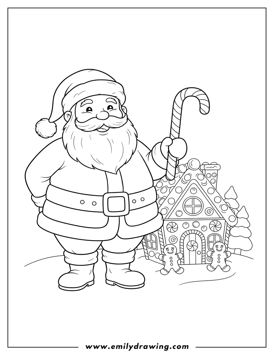 Printable line art of santa Claus