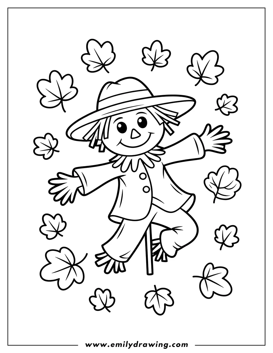 Downloadable coloring page of scarecrow
