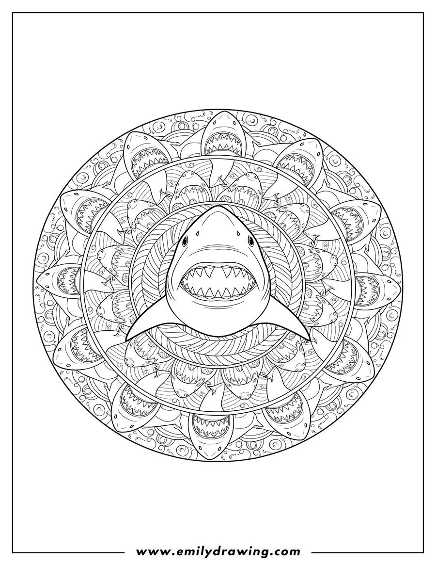 Coloring sheet featuring shark