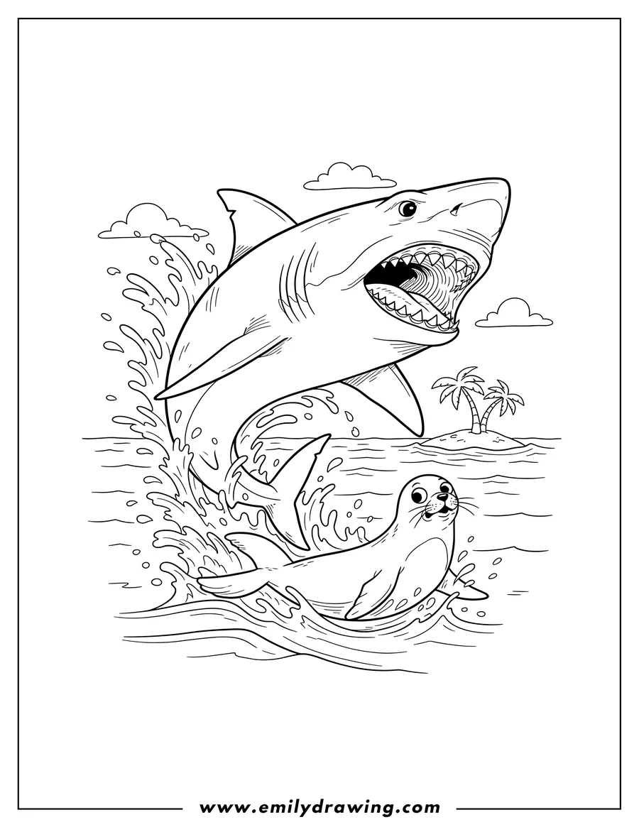 Simple sketch of shark to color