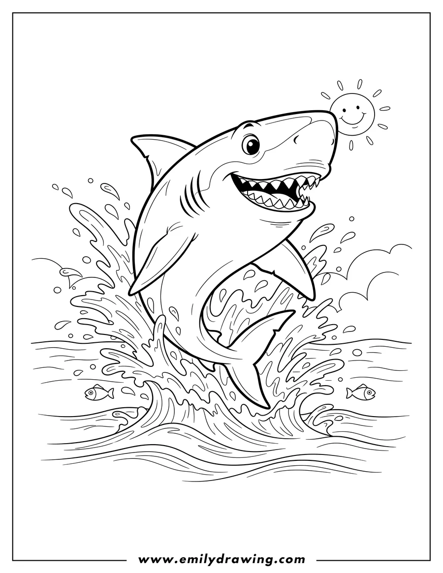 Printable coloring page of shark