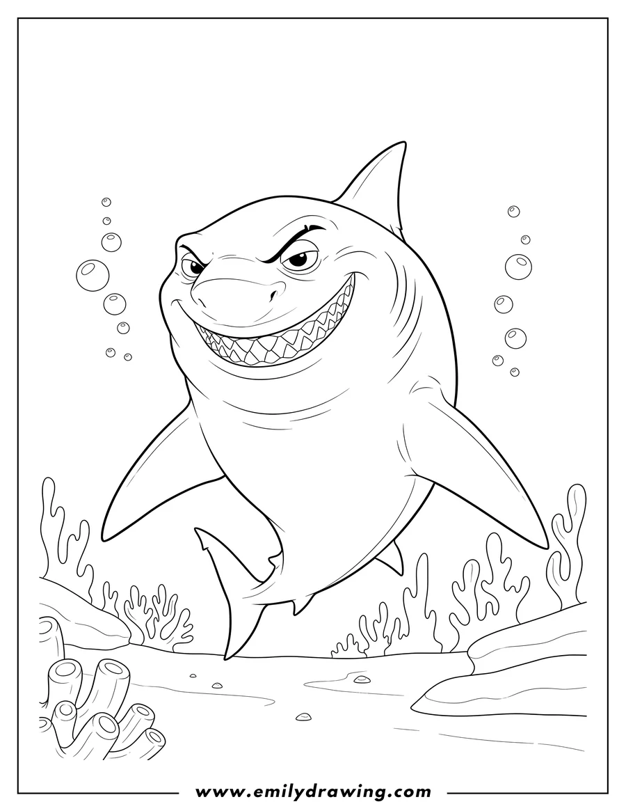 Vector style outline of shark