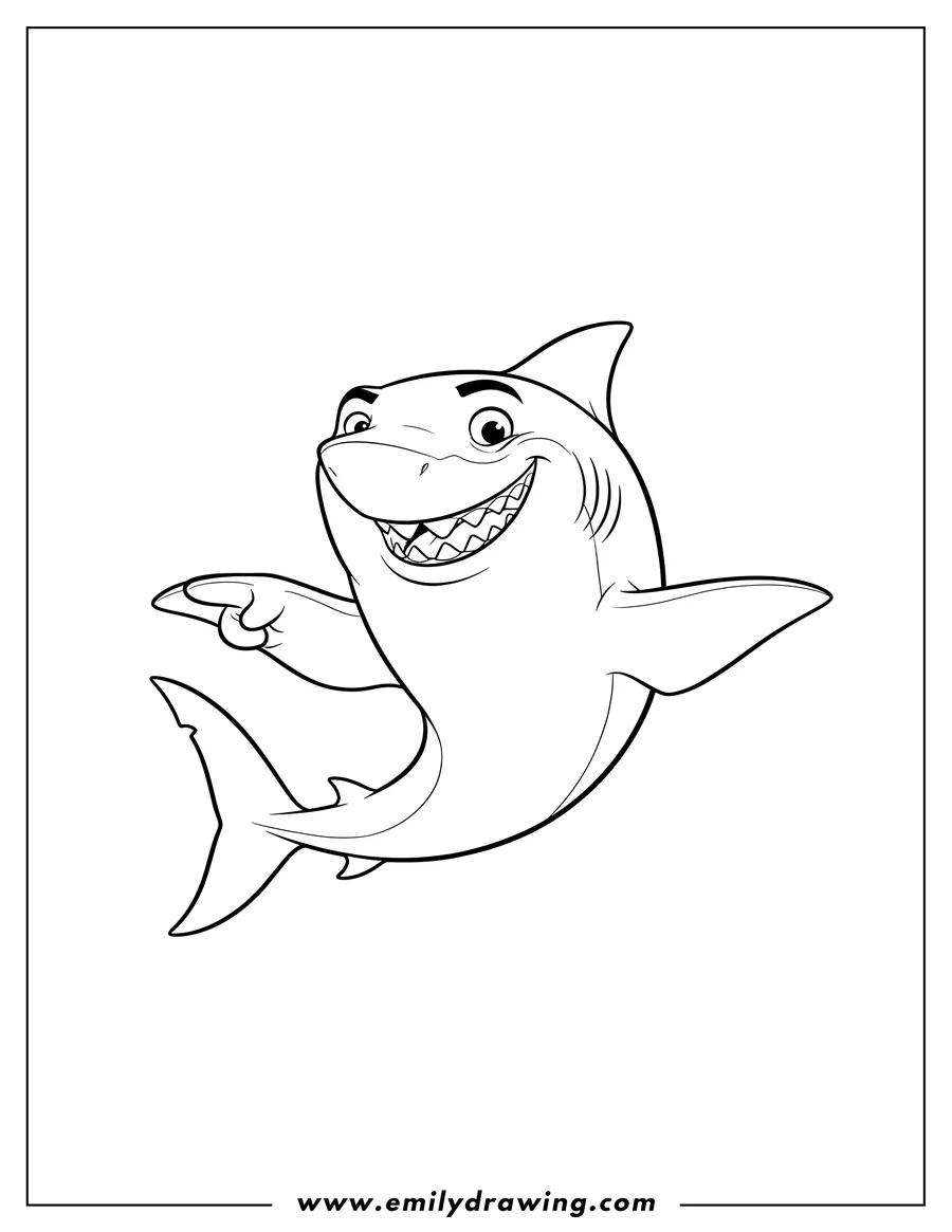 High quality printable shark Tale Lenny smiling and gesturing for coloring