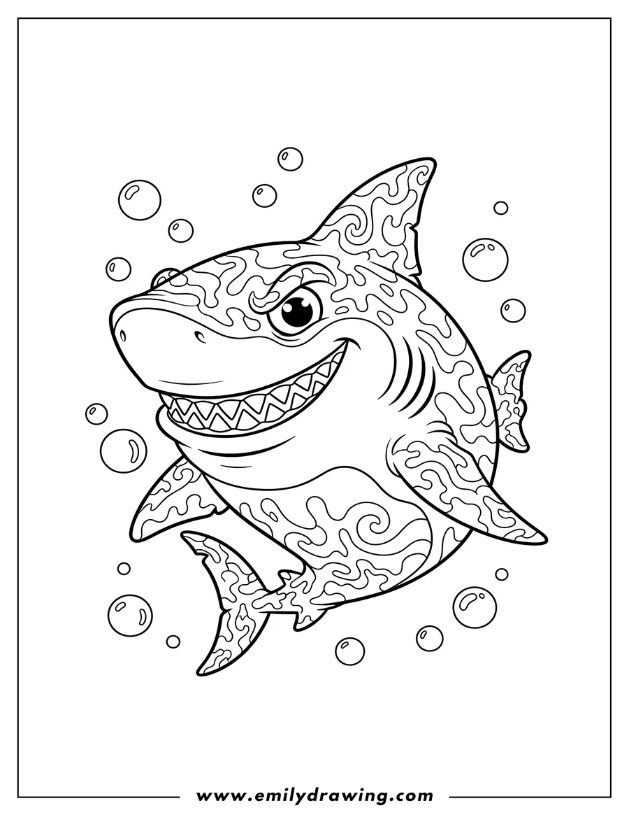 Clean line drawing: shark
