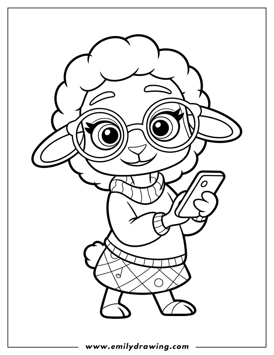 Simple sketch of sheep to color